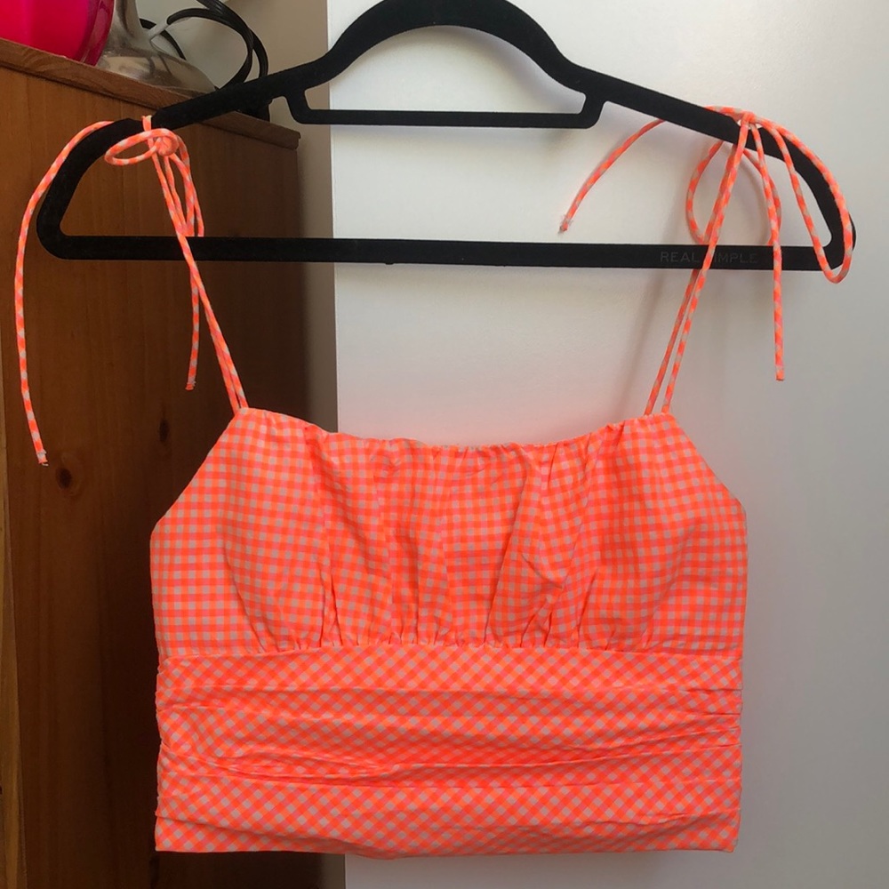 Zara orange gingham top!